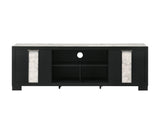 Rangley Black Modern Contemporary Solid Wood Marble Top Storage Tv Stand - Ella Furniture