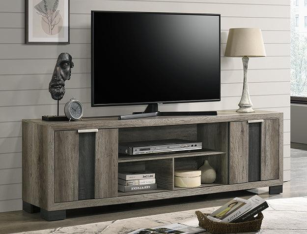 Rangley Gray Modern Contemporary Solid Wood And Veneers Storage Tv Stand - Ella Furniture