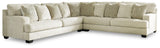 Rawcliffe Parchment 3-Piece Sectional With Ottoman - Ella Furniture