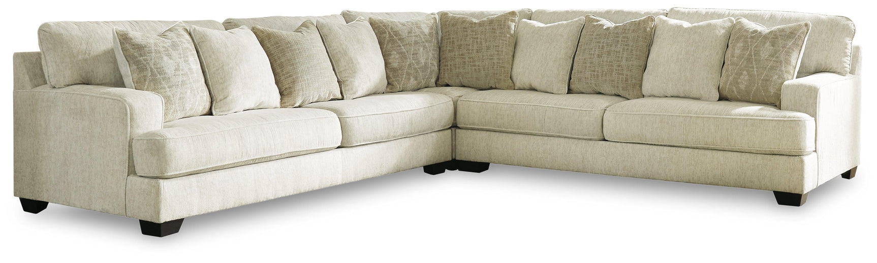 Rawcliffe Parchment 3-Piece Sectional With Ottoman - Ella Furniture