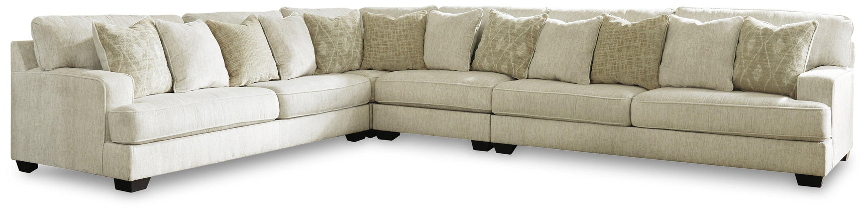 Rawcliffe Parchment 4-Piece Sectional With Ottoman - Ella Furniture