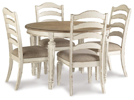 Realyn Chipped White Oval Dining Room Set - Ella Furniture