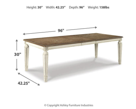 Realyn Chipped White Rectangular Dining Room Set - Ella Furniture