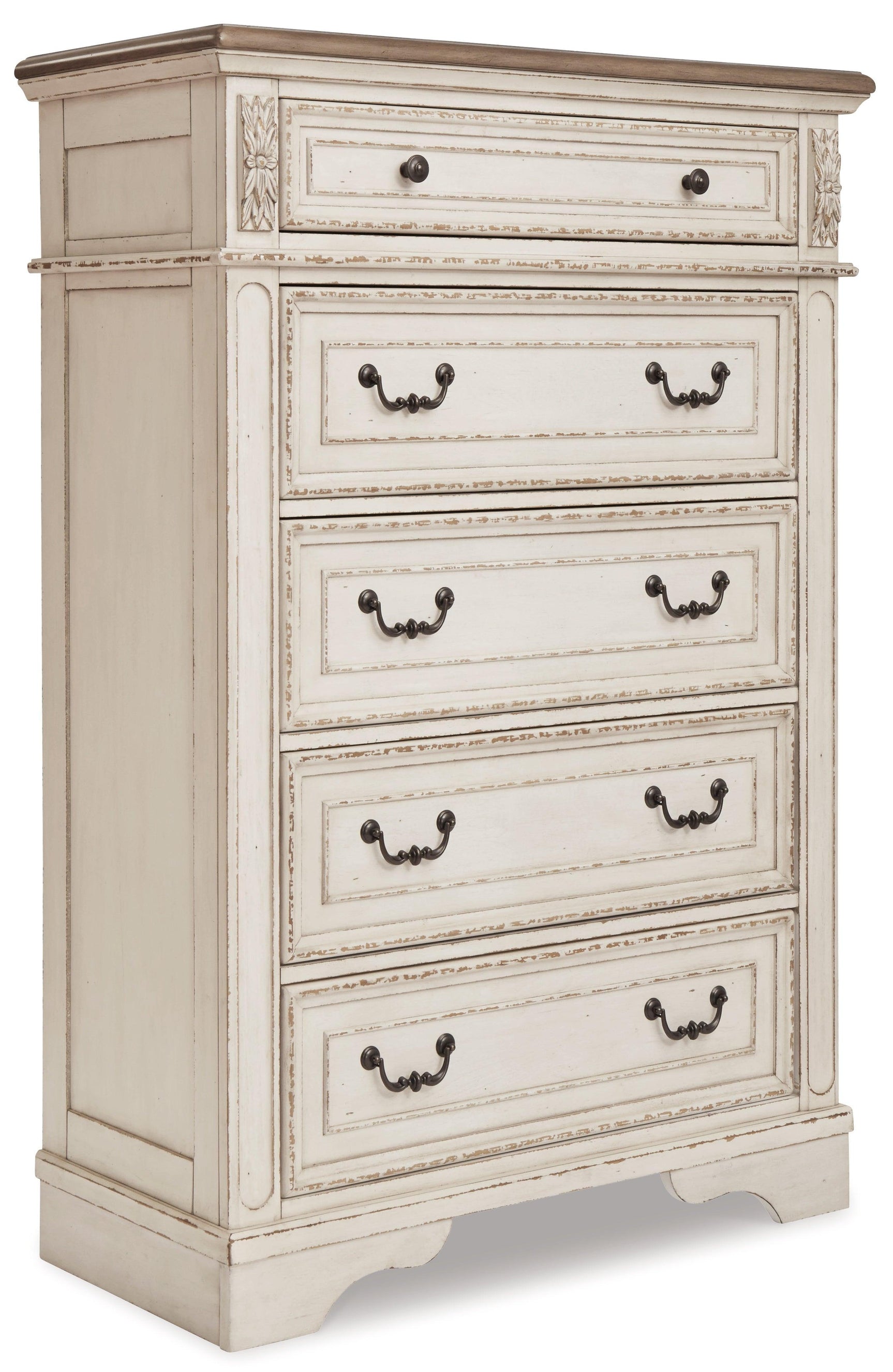 Realyn Chipped White Upholstered Panel Bedroom Set - Ella Furniture