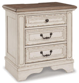 Realyn Chipped White Upholstered Sleigh Bedroom Set - Ella Furniture
