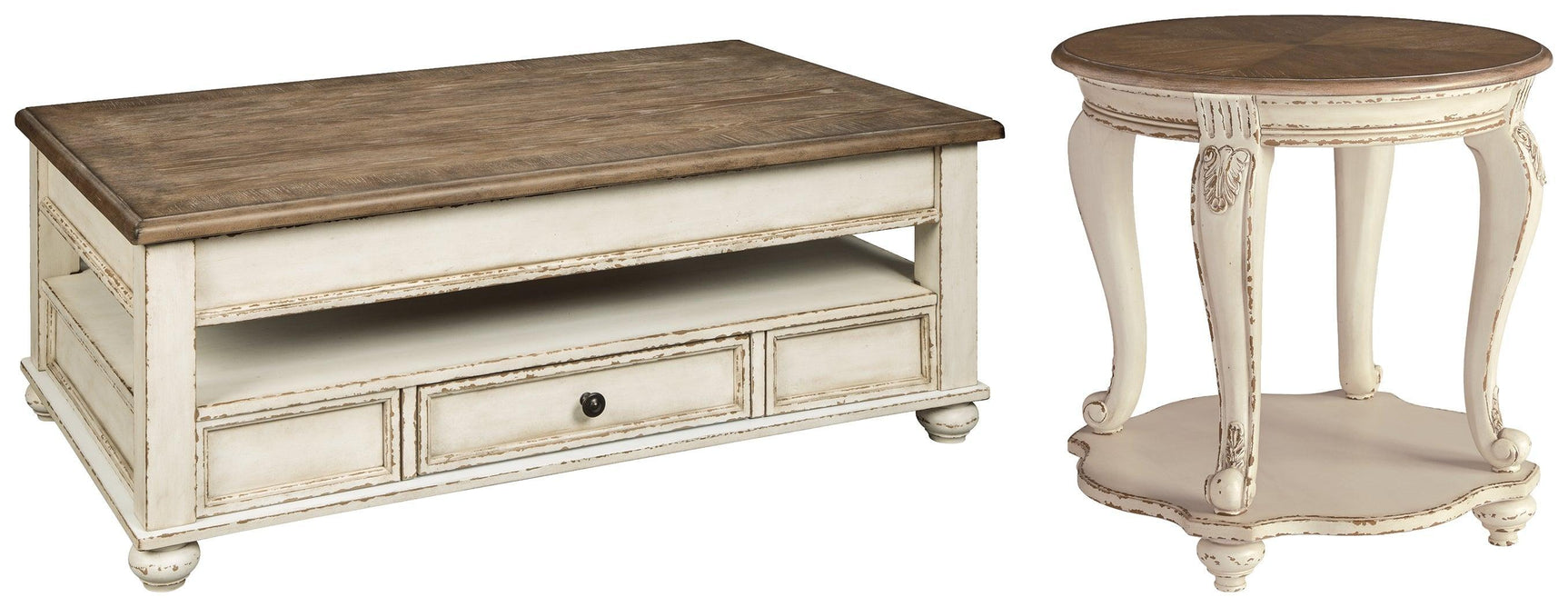 Realyn White/brown Coffee Table With 1 End Table PKG008634 - T523-9 | T743-6 - Ella Furniture