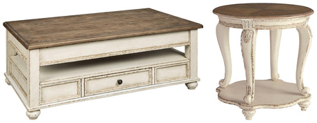 Realyn White/brown Coffee Table With 1 End Table PKG008634 - T523-9 | T743-6 - Ella Furniture