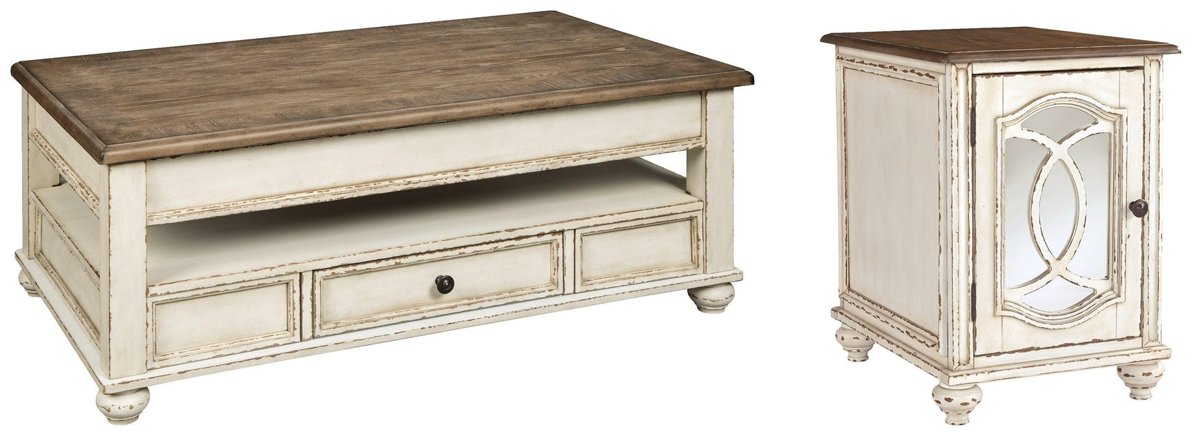 Realyn White/brown Coffee Table With 1 End Table PKG008635 - T523-9 | T743-7 - Ella Furniture