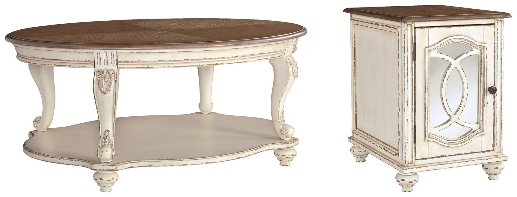 Realyn White/brown Coffee Table With 1 End Table PKG008637 - T743-0 | T743-7 - Ella Furniture