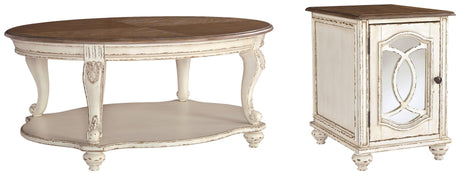 Realyn White/brown Coffee Table With 1 End Table PKG008637 - T743-0 | T743-7 - Ella Furniture