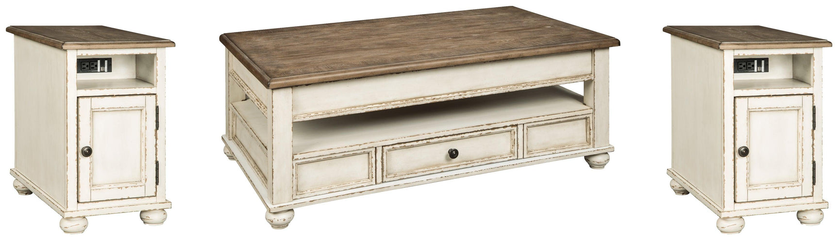 Realyn White/brown Coffee Table With 2 End Tables PKG007226 - T523-9 | T523-7 | T523-7 - Ella Furniture