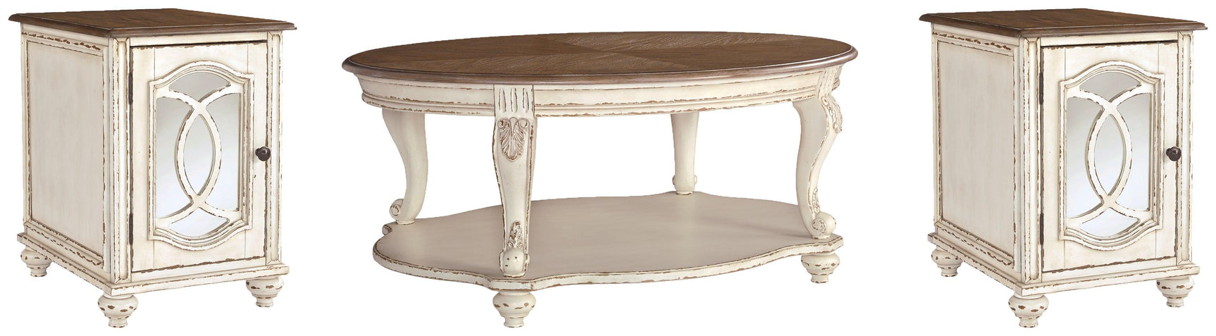 Realyn White/brown Coffee Table With 2 End Tables PKG008585 - T743-0 | T743-7 | T743-7 - Ella Furniture