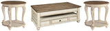 Realyn White/brown Coffee Table With 2 End Tables PKG008591 - T523-9 | T743-6 | T743-6 - Ella Furniture