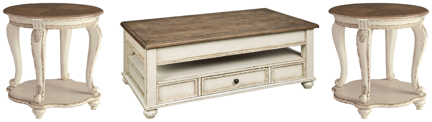 Realyn White/brown Coffee Table With 2 End Tables PKG008591 - T523-9 | T743-6 | T743-6 - Ella Furniture