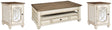 Realyn White/brown Coffee Table With 2 End Tables PKG008592 - T523-9 | T743-7 | T743-7 - Ella Furniture