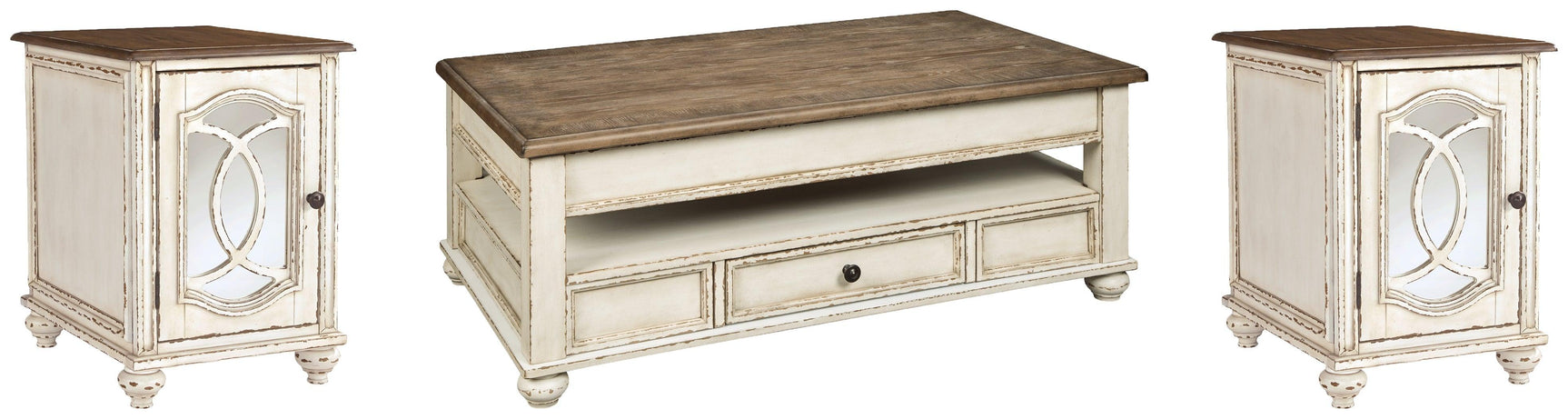 Realyn White/brown Coffee Table With 2 End Tables PKG008592 - T523-9 | T743-7 | T743-7 - Ella Furniture