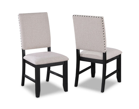 Regent Charcoal/Gray Modern Solid Wood Fabric Upholstered Dining Room Set - Ella Furniture