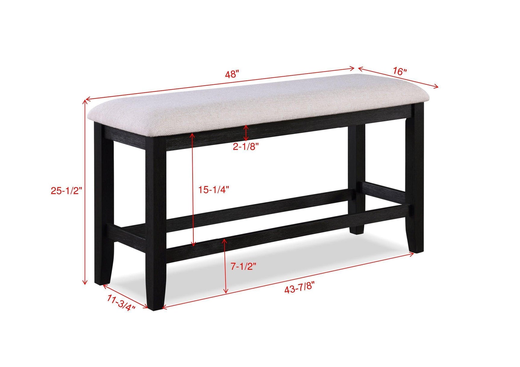 Regent Charcoal/White Solid Wood Fabric Upholstered Counter Height Dining Room Set - Ella Furniture