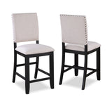 Regent Charcoal/White Solid Wood Fabric Upholstered Counter Height Dining Room Set - Ella Furniture