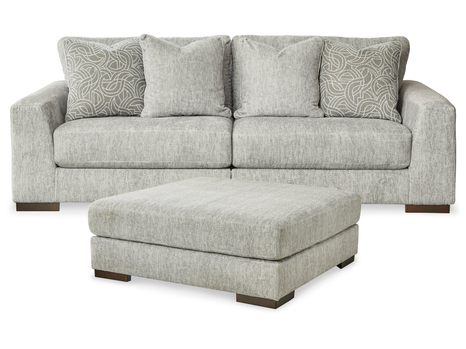 Regent Pewter Park 2-Piece Sectional With Ottoman - Ella Furniture