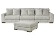 Regent Pewter Park 3-Piece Sectional With Ottoman - Ella Furniture