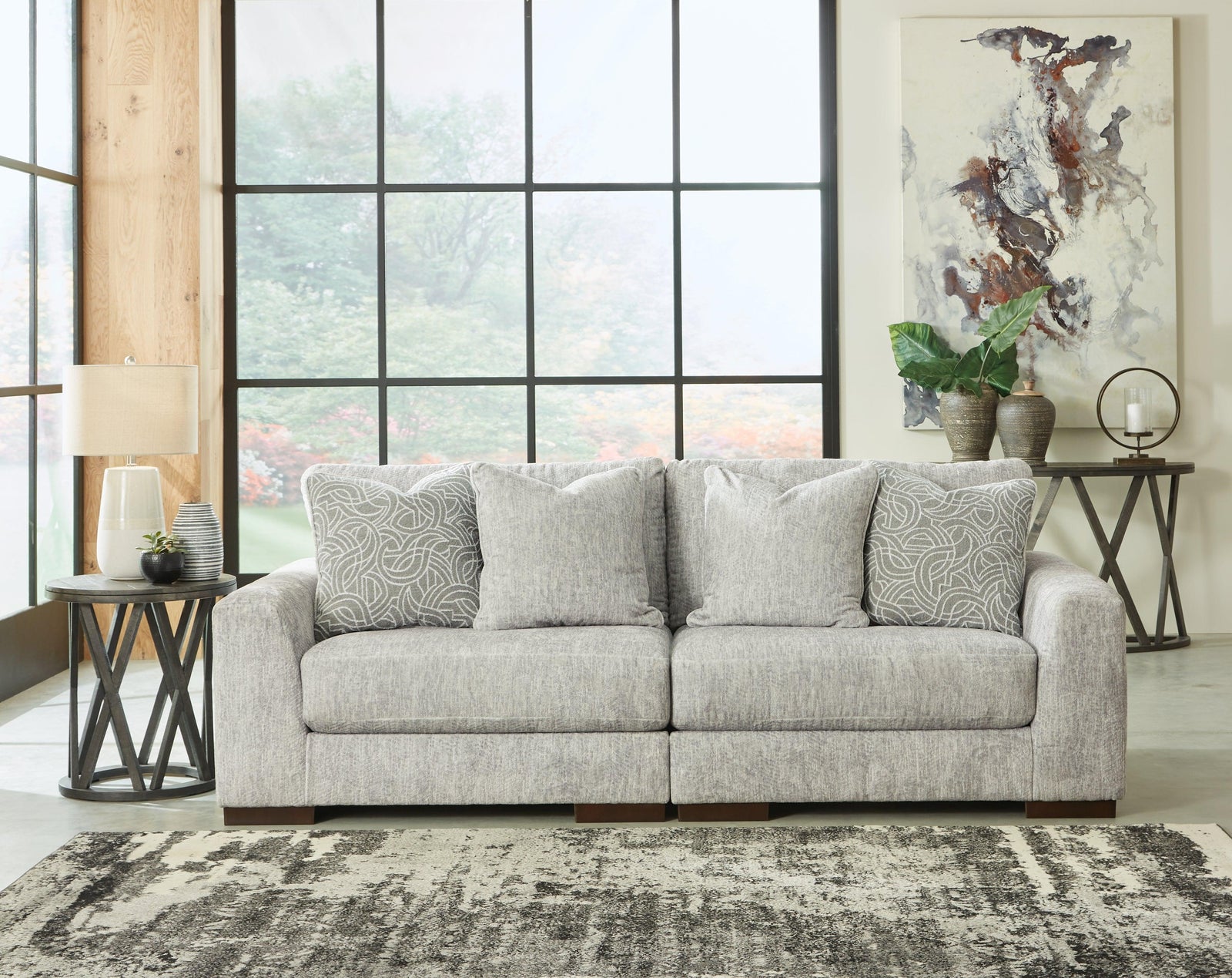 Regent Pewter Park 3-Piece Sectional With Ottoman PKG013001 - 14404S1 | 1440408 - Ella Furniture