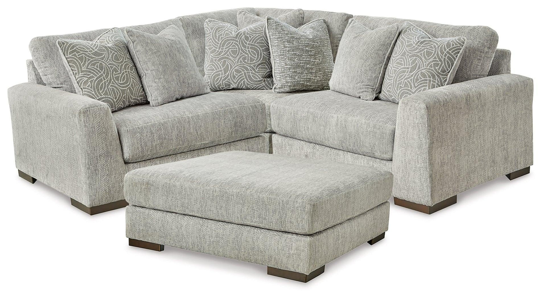 Regent Pewter Park 3-Piece Sectional With Ottoman PKG013001 - 14404S1 | 1440408 - Ella Furniture