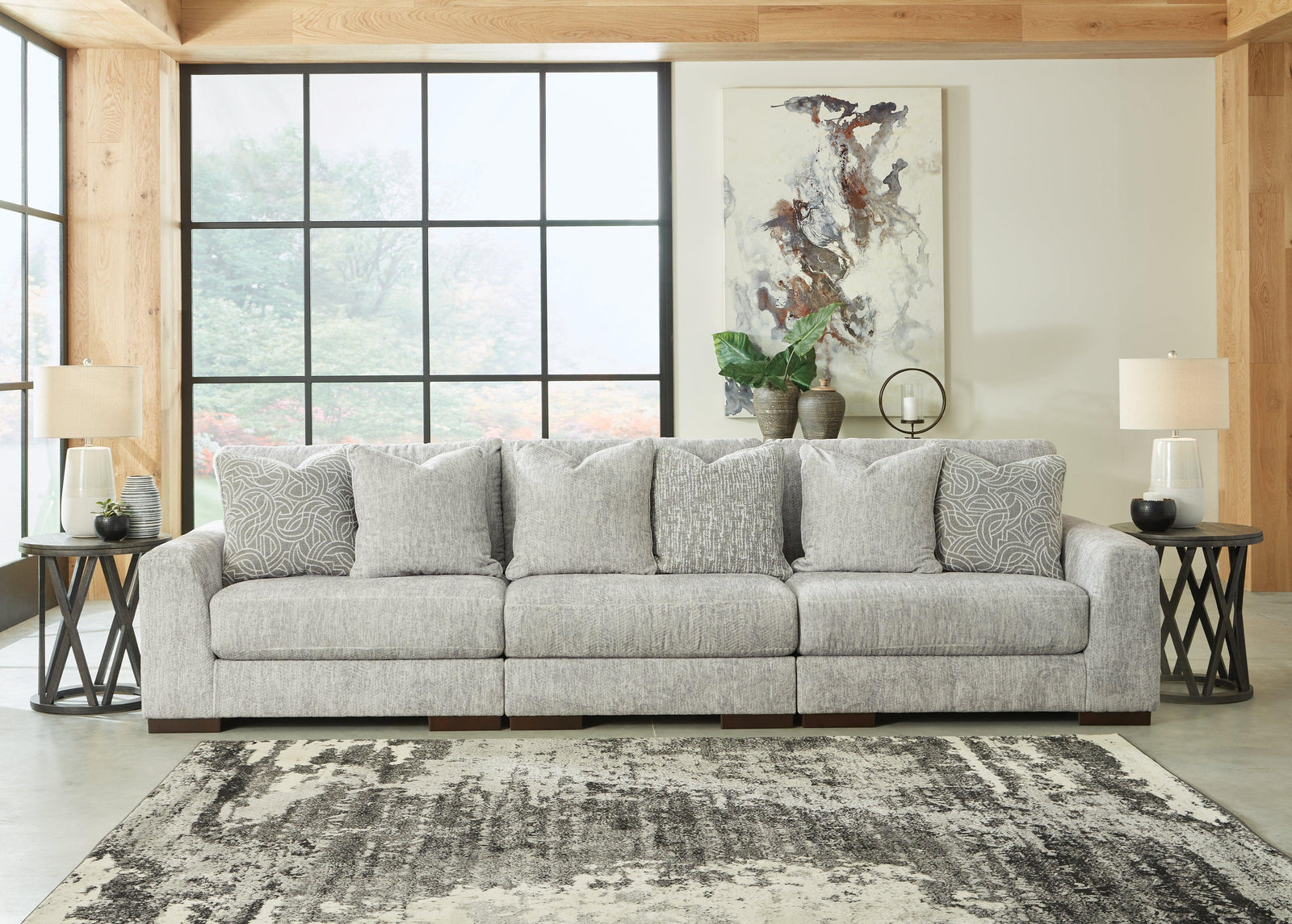 Regent Pewter Park 4-Piece Sectional With Ottoman - Ella Furniture