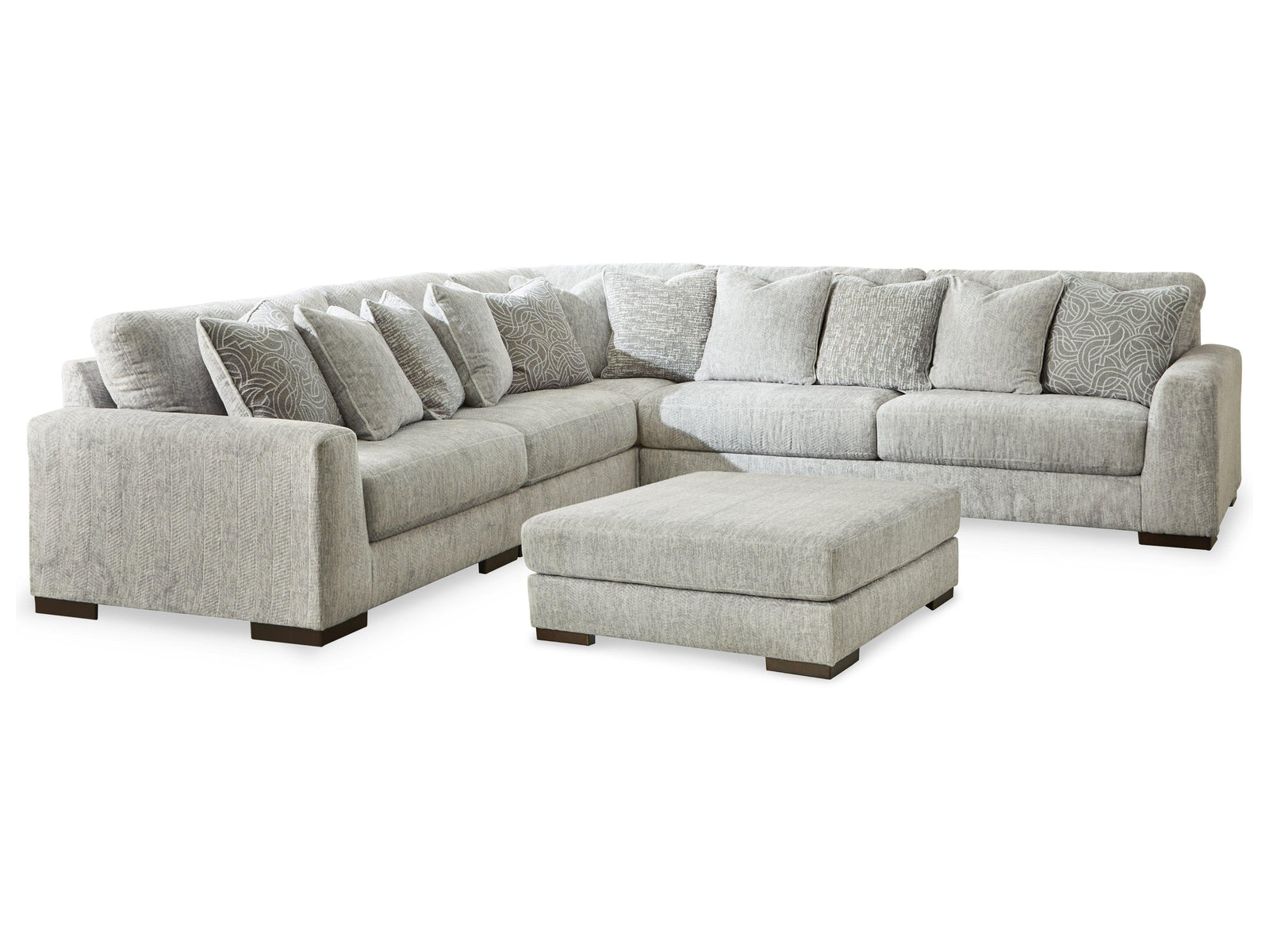 Regent Pewter Park 5-Piece Sectional With Ottoman - Ella Furniture