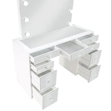 Regina 3-Piece Makeup Vanity Table Set Hollywood Lighting White And Mirror 930245 - Ella Furniture