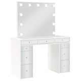 Regina 3-Piece Makeup Vanity Table Set Hollywood Lighting White And Mirror 930245 - Ella Furniture