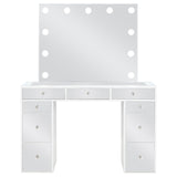Regina 3-Piece Makeup Vanity Table Set Hollywood Lighting White And Mirror 930245 - Ella Furniture