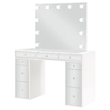 Regina 3-Piece Makeup Vanity Table Set Hollywood Lighting White And Mirror 930245 - Ella Furniture
