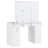Regina 3-Piece Makeup Vanity Table Set Hollywood Lighting White And Mirror 930245 - Ella Furniture
