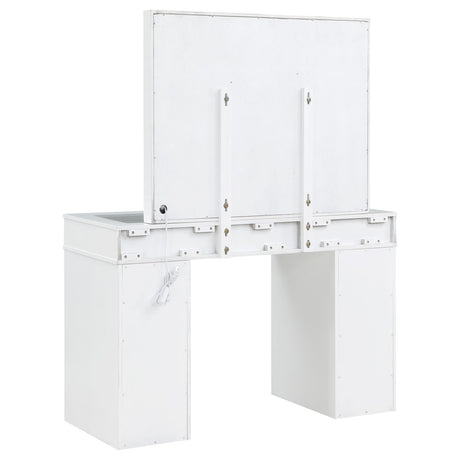 Regina 3-Piece Makeup Vanity Table Set Hollywood Lighting White And Mirror 930245 - Ella Furniture