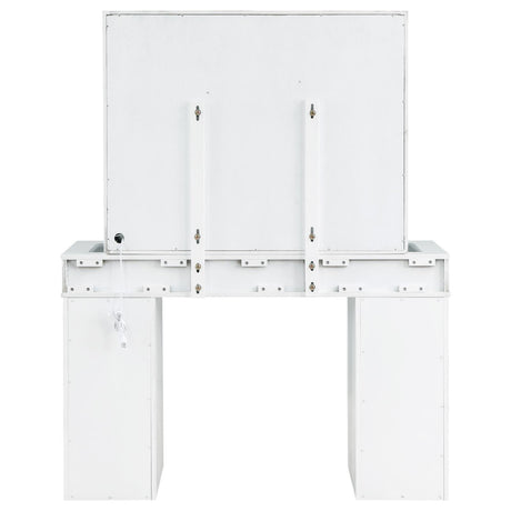 Regina 3-Piece Makeup Vanity Table Set Hollywood Lighting White And Mirror 930245 - Ella Furniture