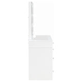 Regina 3-Piece Makeup Vanity Table Set Hollywood Lighting White And Mirror 930245 - Ella Furniture