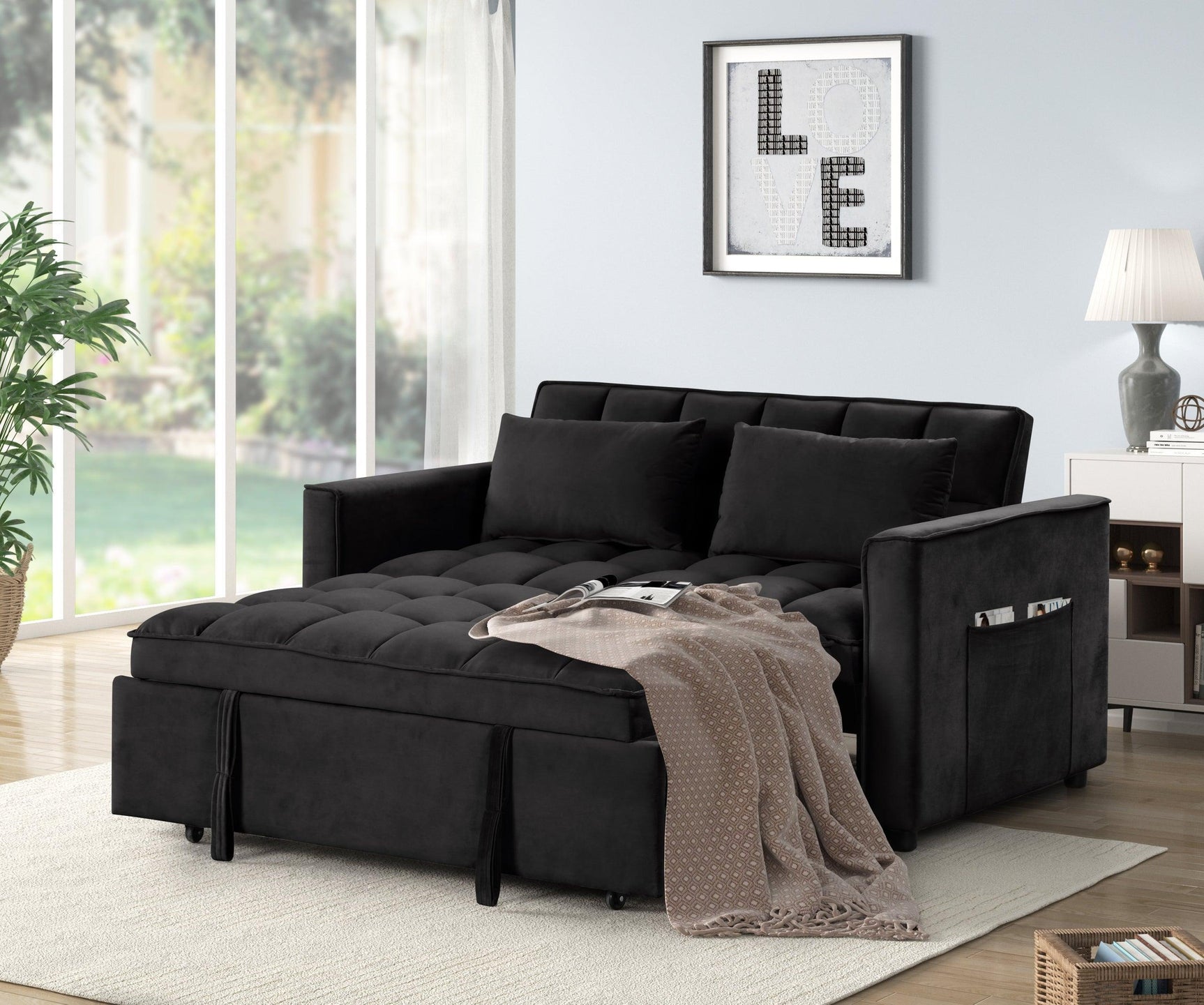 Relax Black Sleeper Sofa - Ella Furniture