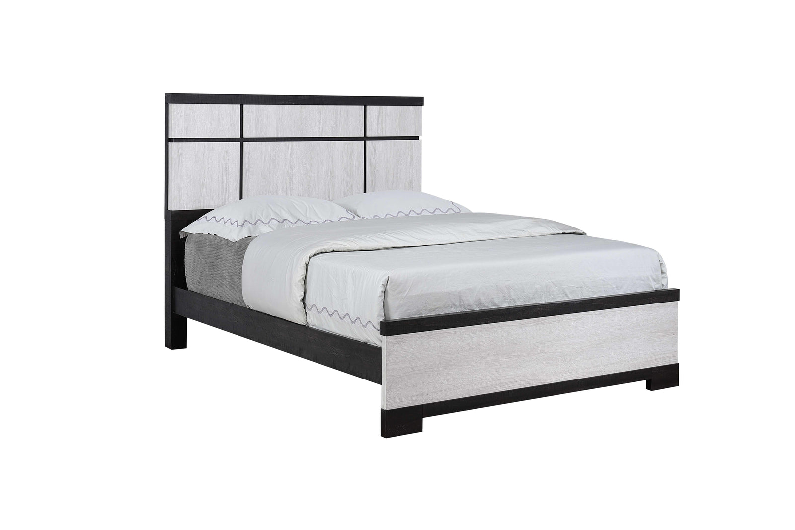 Remington Black/White Modern Contemporary Solid Wood And Veneers Queen Bed - Ella Furniture