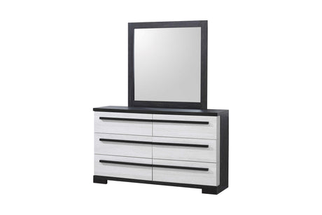 Remington Chalk/Ebony Modern Contemporary Solid Wood And Veneers 2-Drawers Nightstand - Ella Furniture