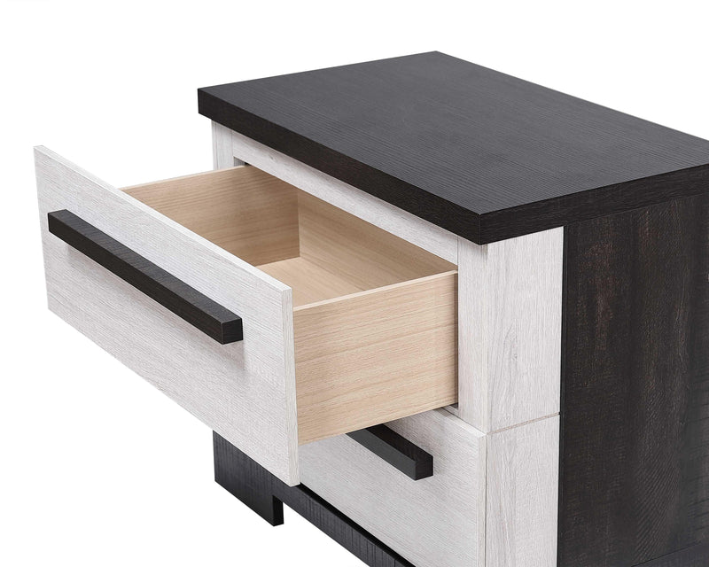 Remington Chalk/Ebony Modern Contemporary Solid Wood And Veneers 2-Drawers Nightstand - Ella Furniture