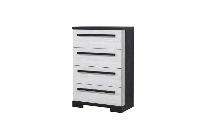 Remington Chalk/Ebony Modern Contemporary Solid Wood And Veneers 5-Drawers Chest - Ella Furniture