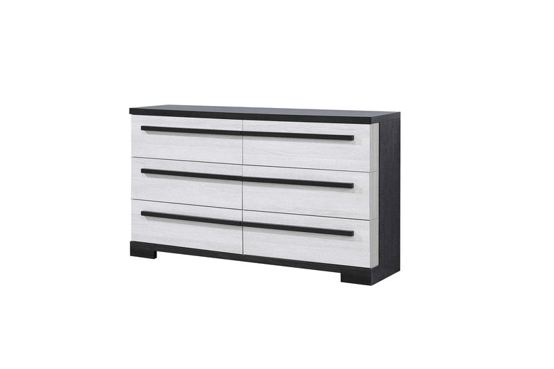 Remington Chalk/Ebony Modern Contemporary Solid Wood And Veneers 5-Drawers Chest - Ella Furniture