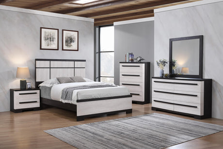 Remington Chalk/Ebony Modern Contemporary Solid Wood And Veneers 6-Drawers Dresser - Ella Furniture