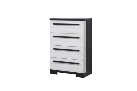 Remington Chalk/Ebony Modern Contemporary Solid Wood And Veneers 6-Drawers Dresser - Ella Furniture