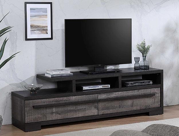Remington Ebony/Gray Modern Contemporary Solid Wood And Veneers Storage Tv Stand - Ella Furniture