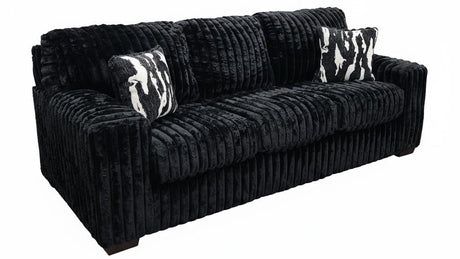 Austin Black Corduroy Sofa and Loveseat Set with Accent Pillows view 2