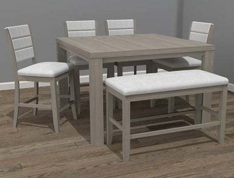 Renwick Brown/White Solid Wood And Veneers Counter Height Dining Room Set - Ella Furniture