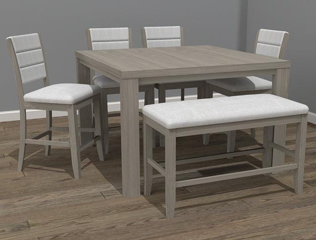 Renwick Brown/White Solid Wood And Veneers Counter Height Dining Room Set - Ella Furniture