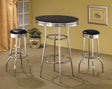 RETRO CHROME Retro 3-piece Round 1950s Bistro Pub Bar Table Set Black 2405-S3 - Ella Furniture